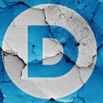 DHS BOMBSHELL: Democrat Targeted Democratic Party logo on a cracked, peeling surface.